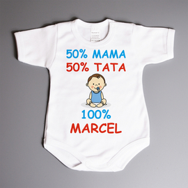 50% mama, 50% tata, 100% (imię) chłopiec - body niemowlęce