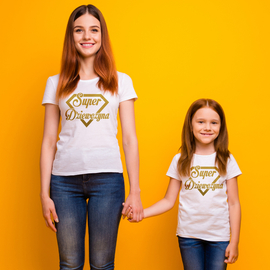 Zestaw koszulek - Super dziewczyna - złoty nadruk